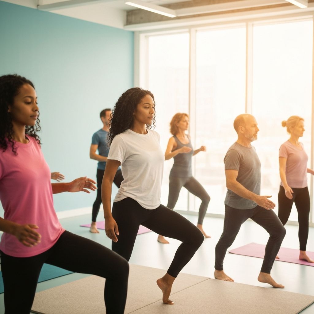 Group of people doing mobility exercises